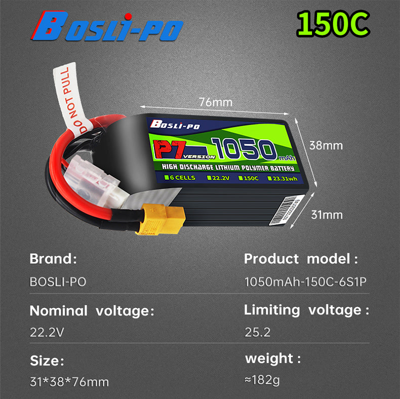 Boslipo P7 Version 1050mAh 150C FPV Battery