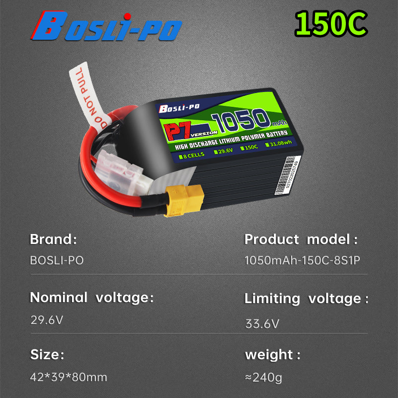 Boslipo P7 Version 1050mAh 150C FPV Battery