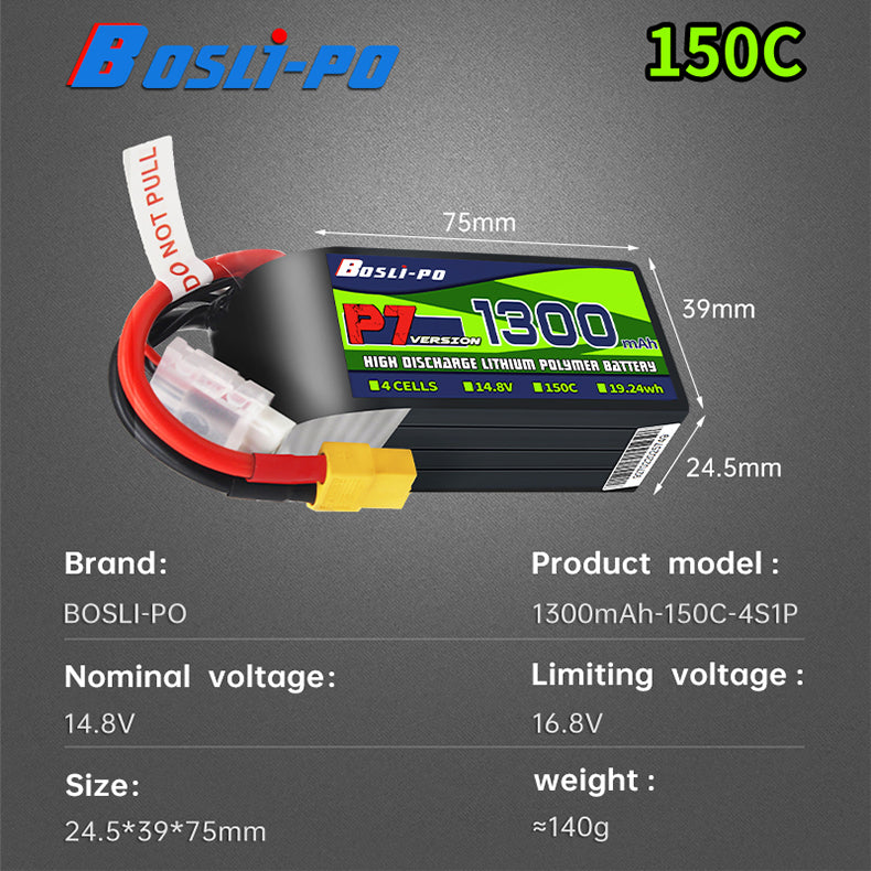 Boslipo P7 Version 1300mAh 150C FPV Battery
