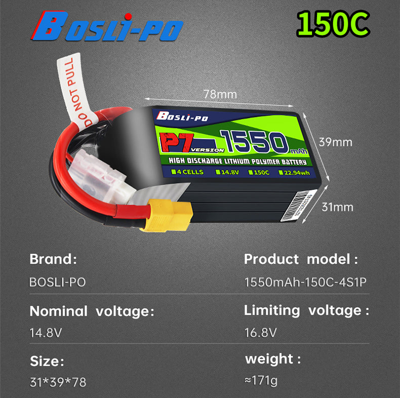 Boslipo P7 Version 1550mAh 150C FPV Battery