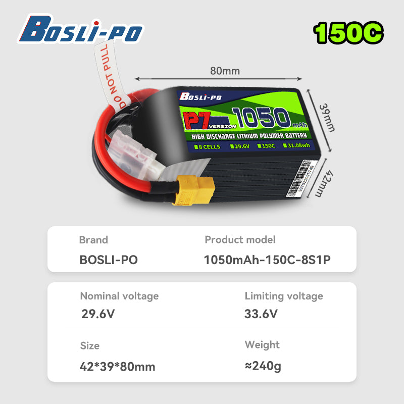 Boslipo P7 Version 1050mAh  150C 4/6/8S FPV Battery - BosLipo Official Store