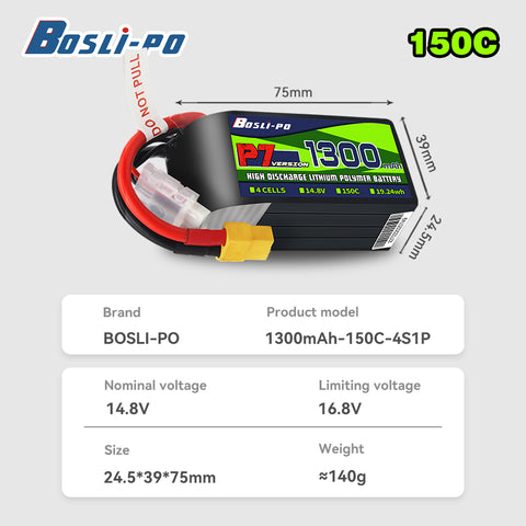 Boslipo P7 Version 1300mAh  150C 4/6/8S FPV Battery - BosLipo Official Store