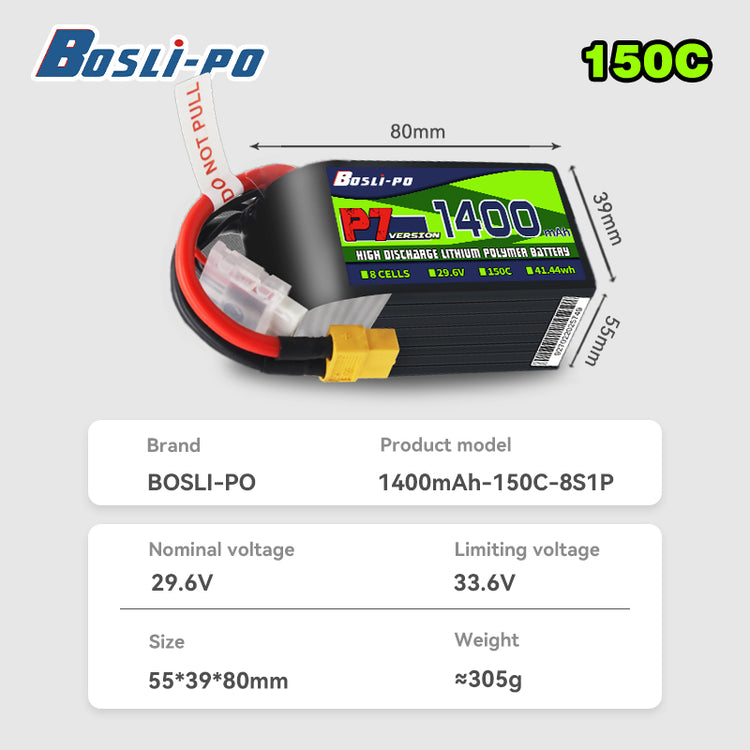 Boslipo P7 Version 1400mAh  150C 4/6/8S FPV Battery - BosLipo Official Store