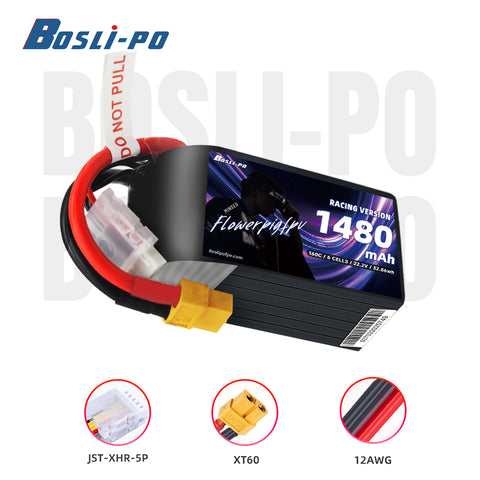 Boslipo&Flowerpig 1480mAh  160C 6S  FPV Battery