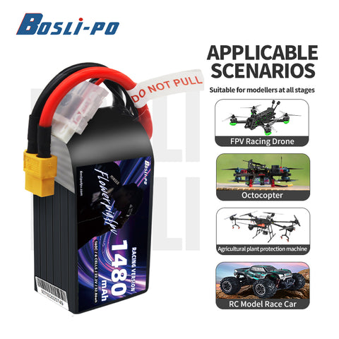 Boslipo&Flowerpig 1480mAh  160C 6S  FPV Battery