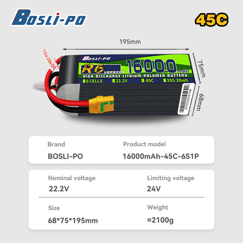 Boslipo P7 Version 16000mAh  45C 6/8S FPV Battery - BosLipo Official Store