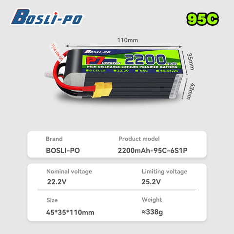 Boslipo P7 Version 2200mAh  95C 4/6/8S  FPV Battery - BosLipo Official Store