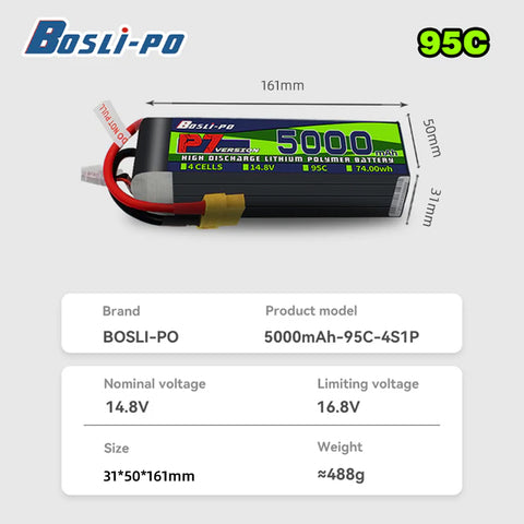 Boslipo P7 Version 5000mAh  95C  4/6/8S FPV Battery