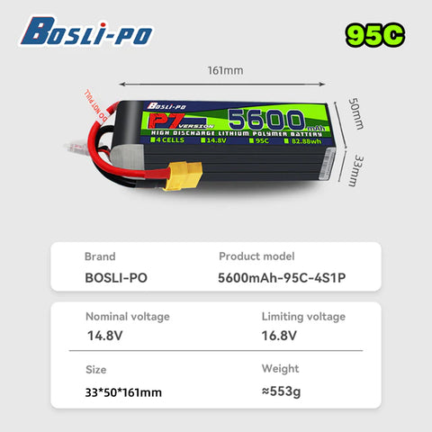Boslipo P7 Version 5600mAh  95C 4/6/8S FPV Battery