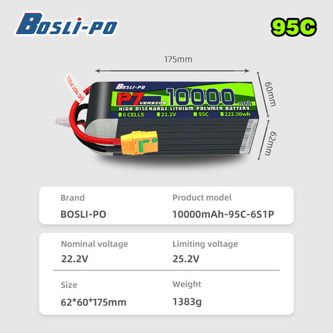 Boslipo P7 Version 10000mAh  95C  4/6/8S FPV Battery