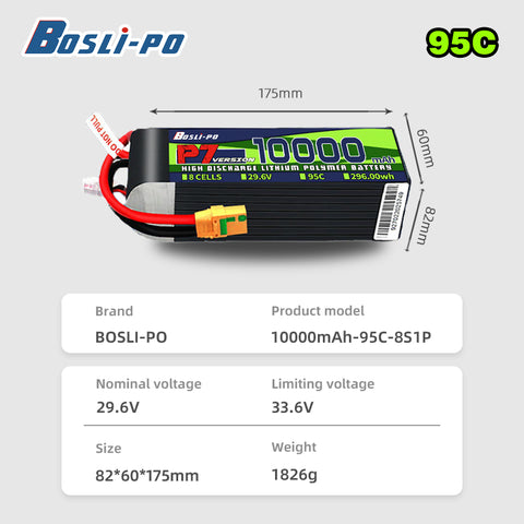 Boslipo P7 Version 10000mAh  95C  4/6/8S FPV Battery