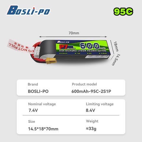 Boslipo P7 Version 600mAh  95C  2/3/4S FPV Battery - BosLipo Official Store