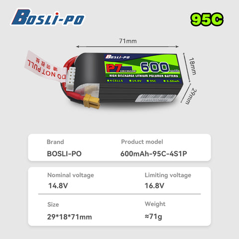 Boslipo P7 Version 600mAh  95C  2/3/4S FPV Battery - BosLipo Official Store