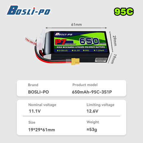 Boslipo P7 Version 650mAh  95C  3/4/6S FPV Battery - BosLipo Official Store