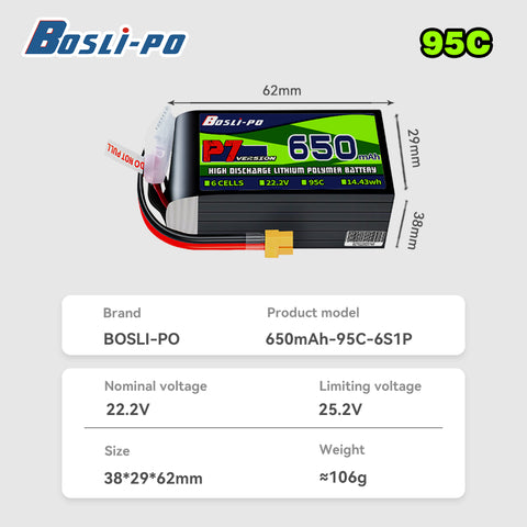 Boslipo P7 Version 650mAh  95C  3/4/6S FPV Battery - BosLipo Official Store