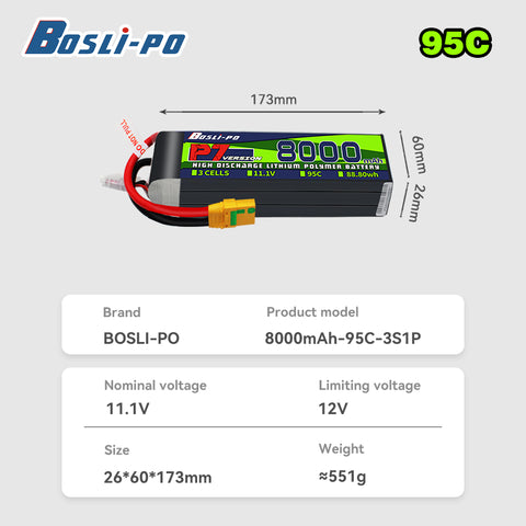 Boslipo P7 Version 8000mAh  95C  3/4/6/8S FPV Battery - BosLipo Official Store