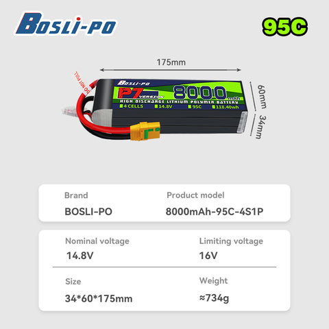 Boslipo P7 Version 8000mAh  95C  3/4/6/8S FPV Battery - BosLipo Official Store