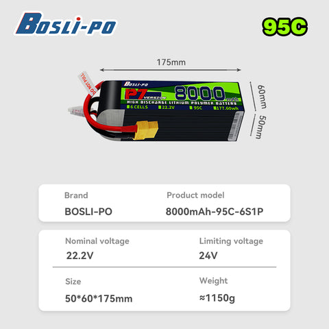 Boslipo P7 Version 8000mAh  95C  3/4/6/8S FPV Battery - BosLipo Official Store
