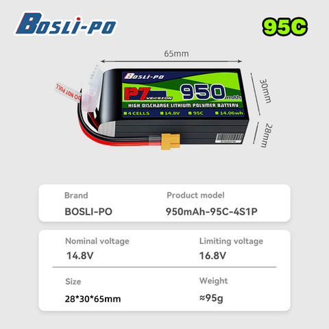 Boslipo P7 Version 950mAh  95C  3/4/6S FPV Battery