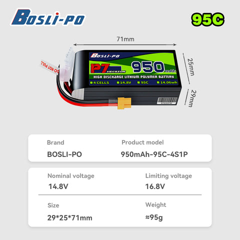 Boslipo P7 Version 950mAh  95C  3/4/6S FPV Battery - BosLipo Official Store