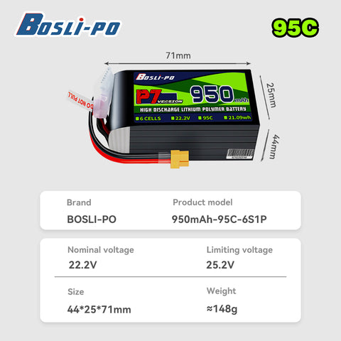 Boslipo P7 Version 950mAh  95C  3/4/6S FPV Battery - BosLipo Official Store